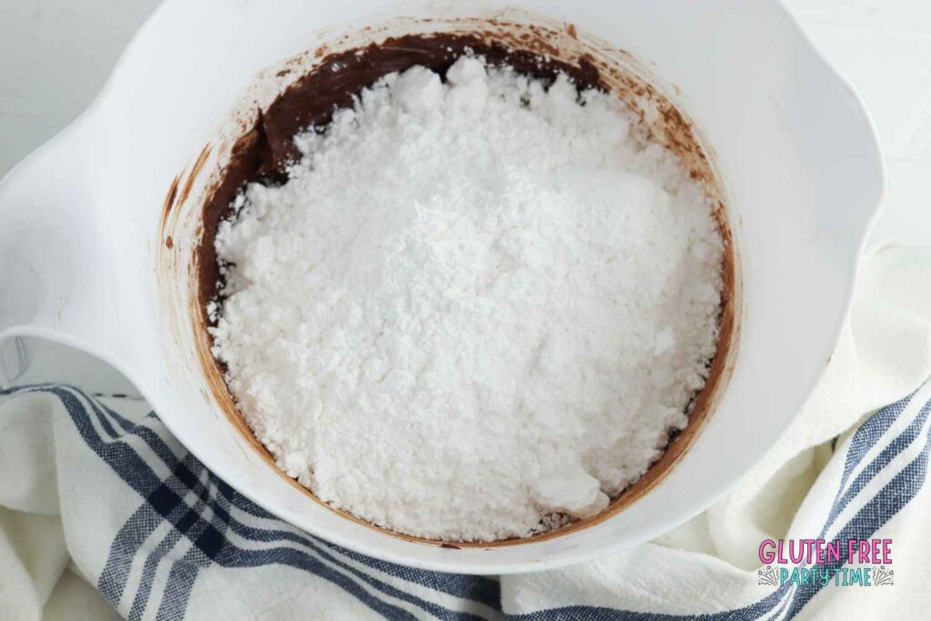 chocolate buttercream with powdered sugar