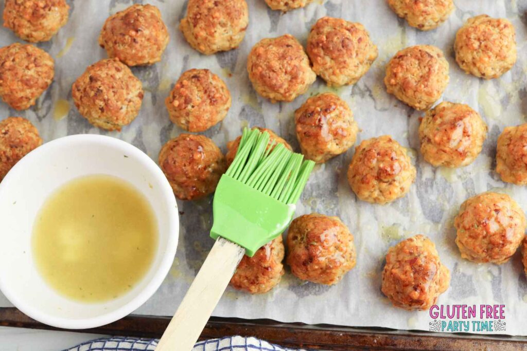 sausage bites brushed with butter